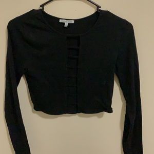 Long sleeve tight cropped top with ladder detail